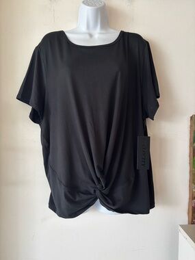 Velocity Black Kelly Super Soft Twist-Front Top Size 1X